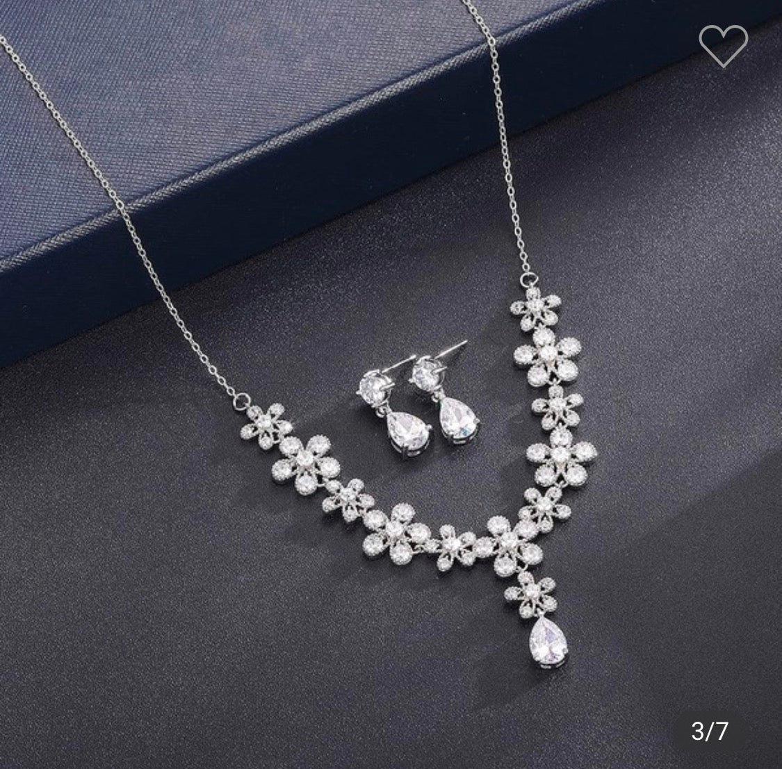 Flower CZ Crystal Bridal Wedding Jewelry Set