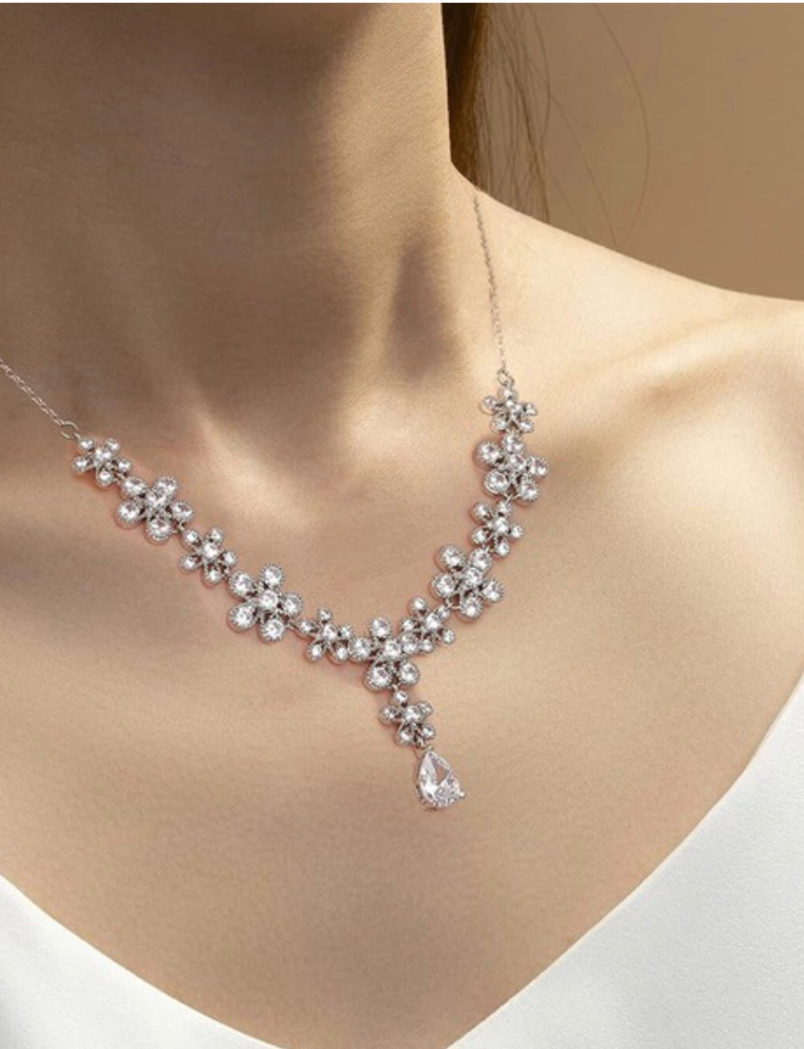 Flower CZ Crystal Bridal Wedding Jewelry Set
