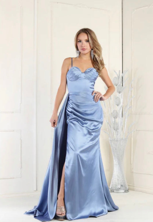 Luxurious Satin Bridesmaid Dress with Spaghetti Straps and Side Slit
