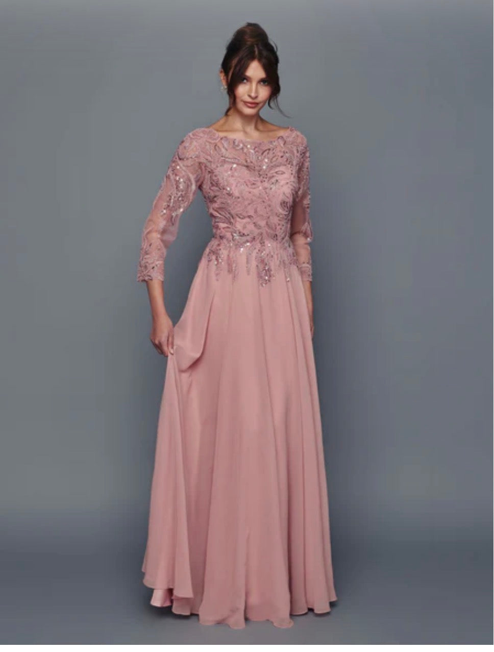 Elegant Sequin Top A-Line Mother of the Bride Gown