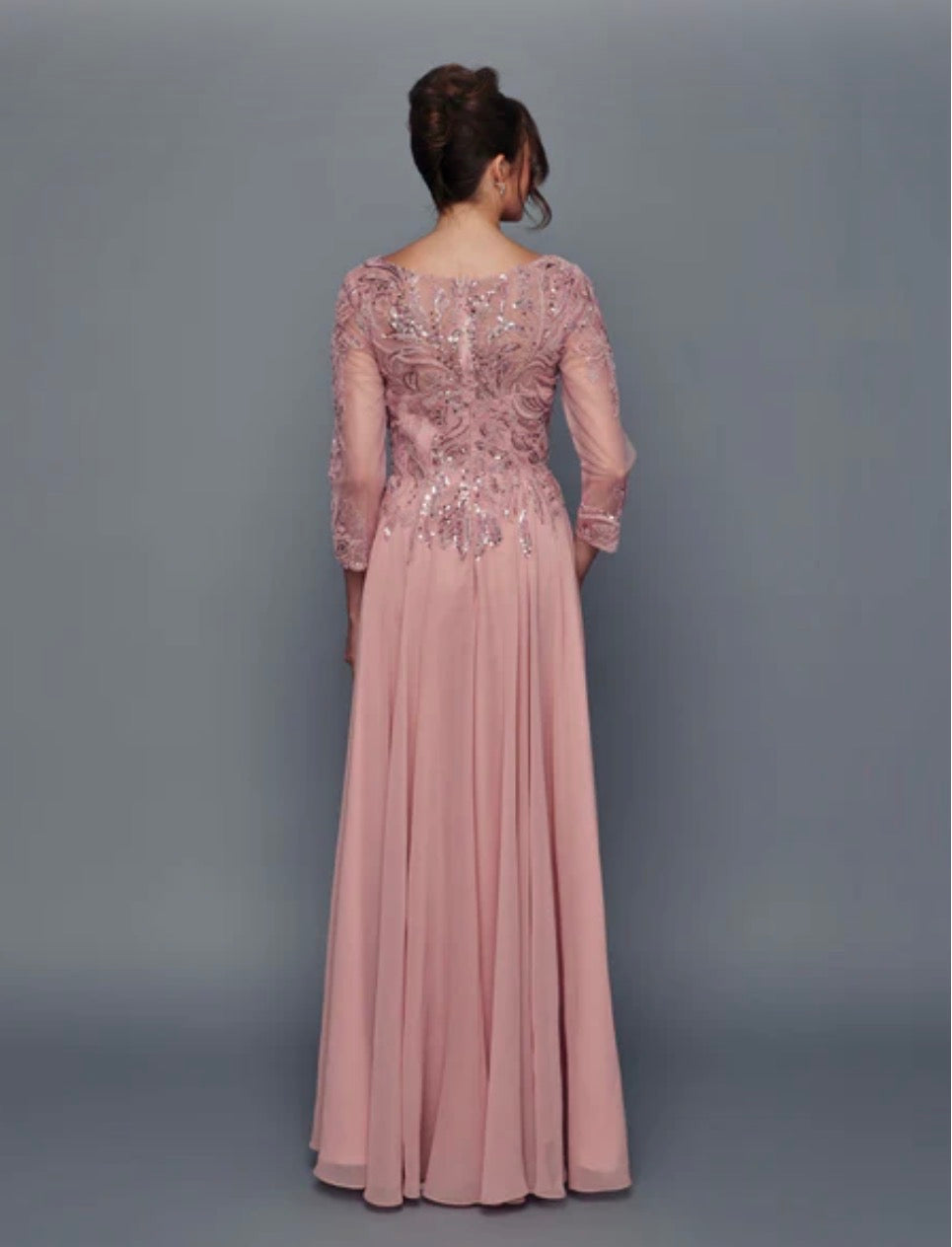 Elegant Sequin Top A-Line Mother of the Bride Gown