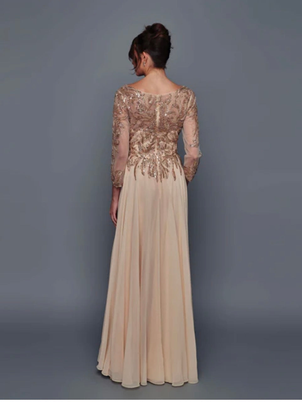 Elegant Sequin Top A-Line Mother of the Bride Gown