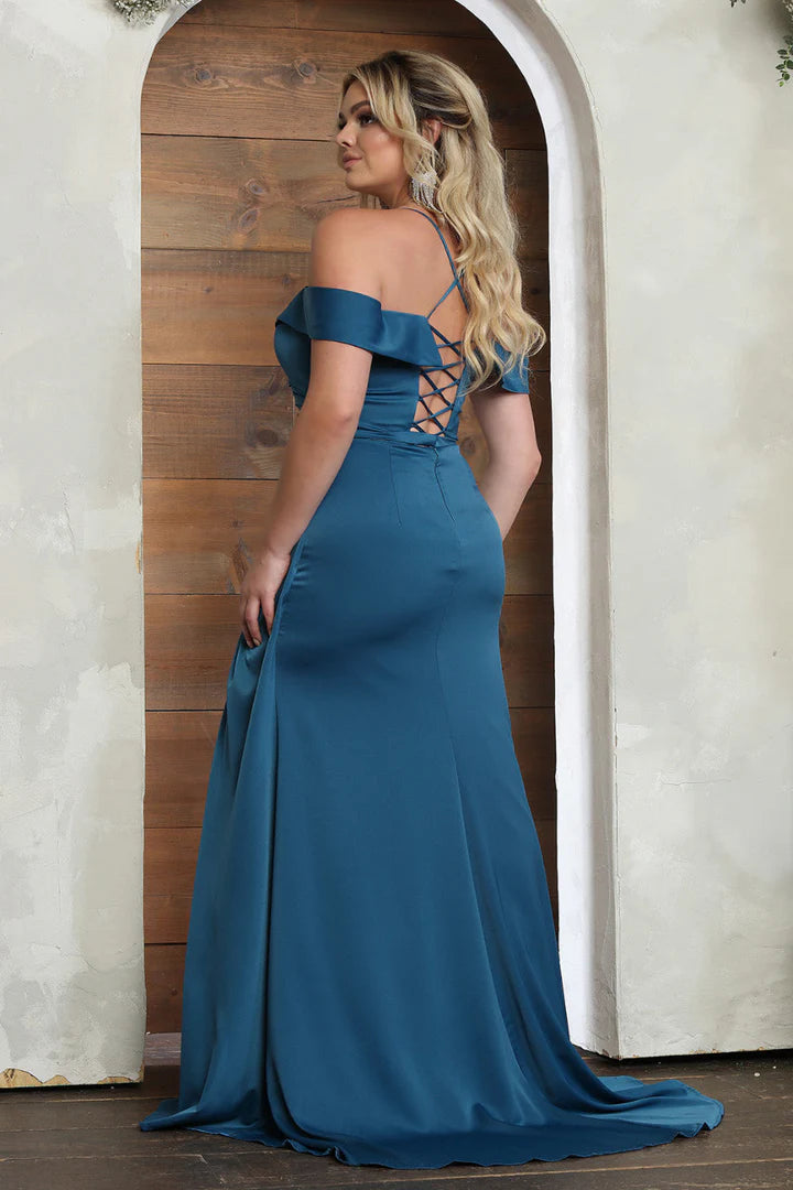 Stunning Off the Shoulder Satin Bridesmaid Dress with Spaghetti Straps